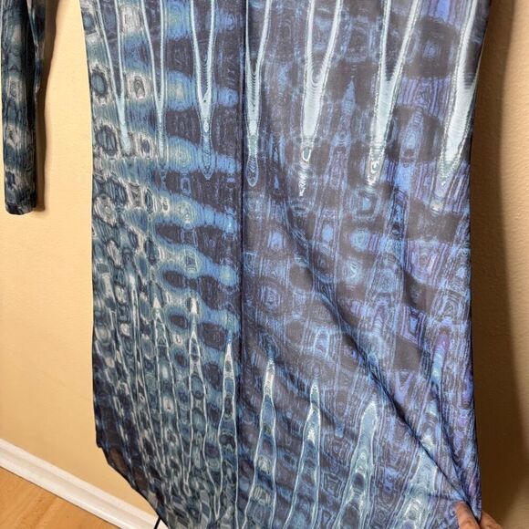 Le Galeriste Dress Women's Large Blue Abstract Fiber Design Daniela Maxi Dress - Picture 13 of 13